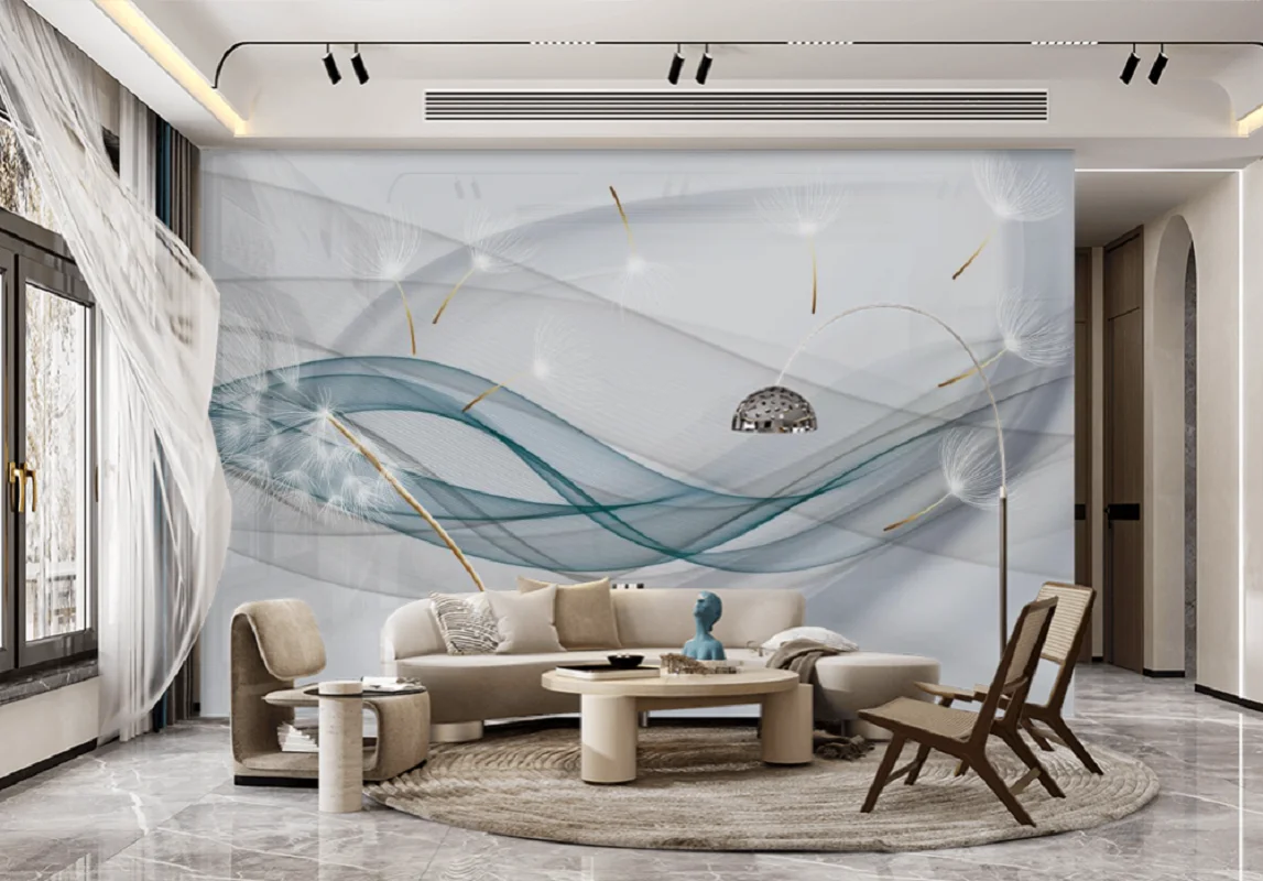 Customized Mural Modern Simple Flower Dandelion Background Wall Wallpaper Wall Cloth