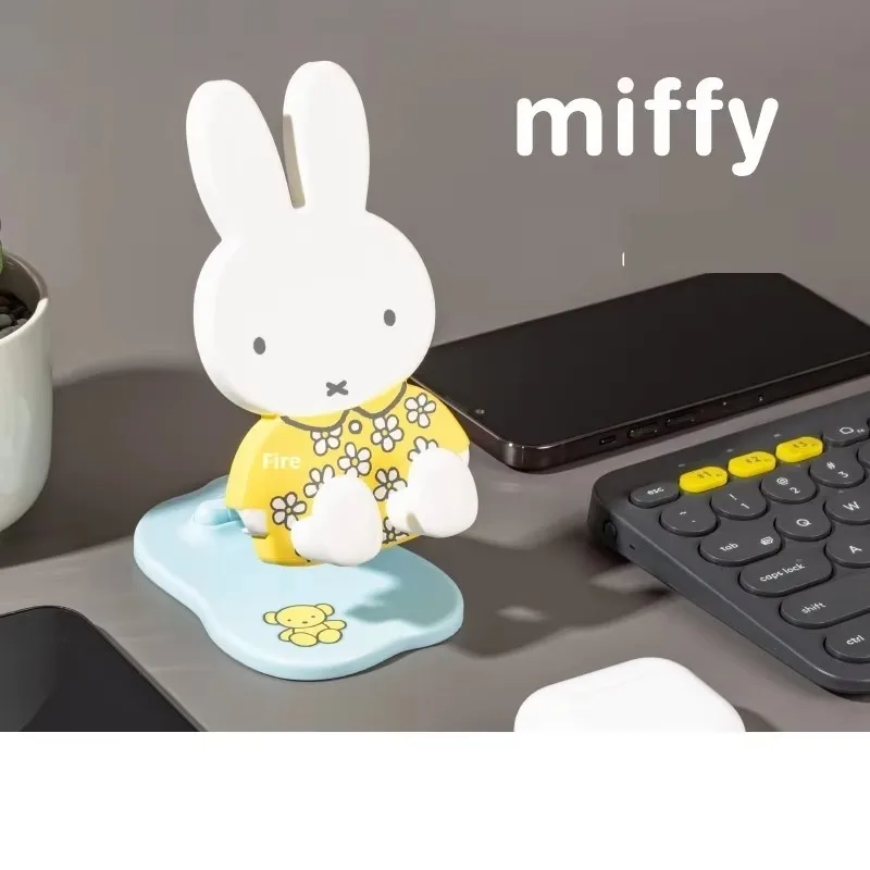 Miffy Anime Figure Phone Holder Desktop Ornaments Decoration Adjustable Flexible Folding Lazy Desktop Mobile Kawaii Phone Stand