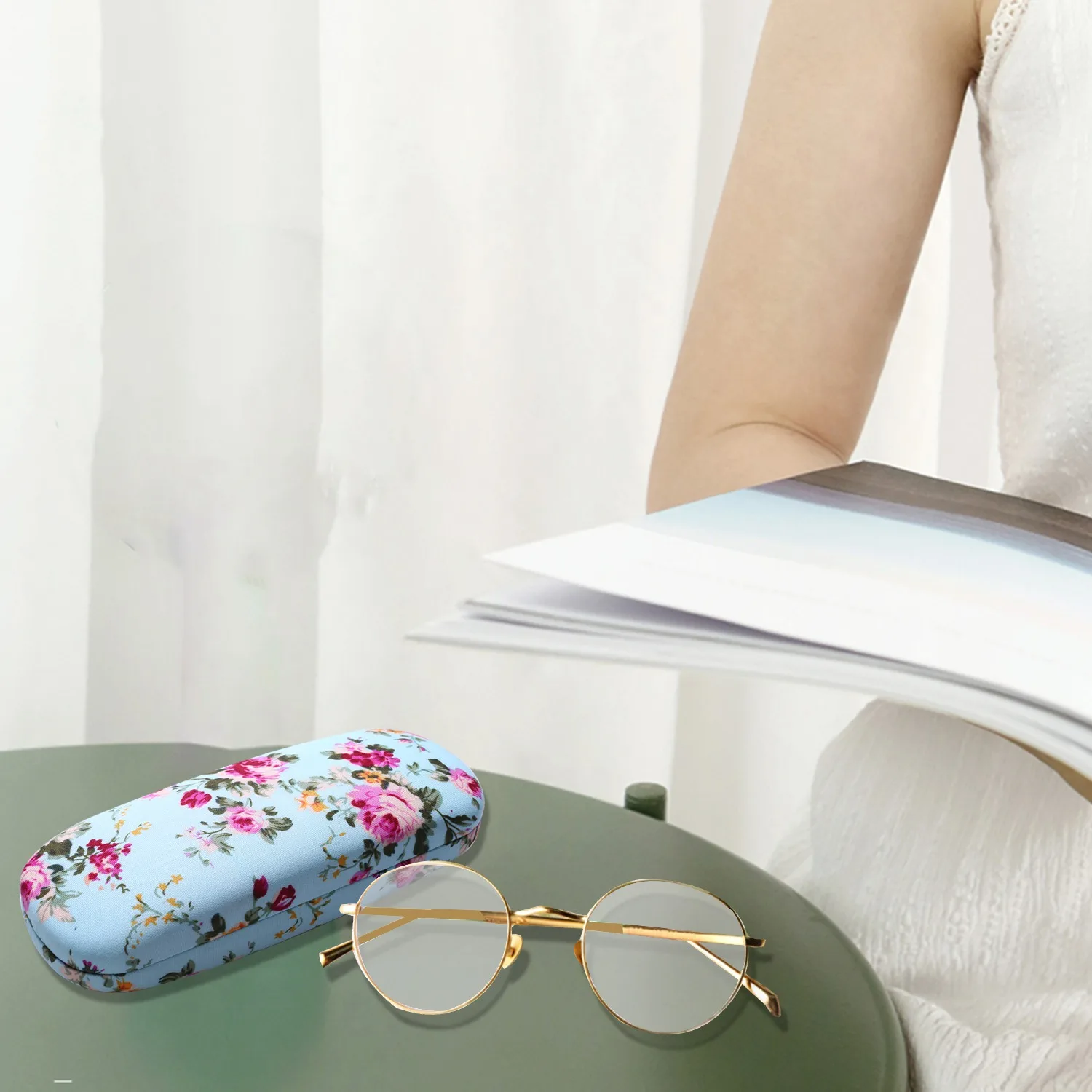 【~ NEW A89Z】New Eyeglasses Hard Case For Glasses Women Optical Cases Floral Print Eyewear Spectacles Box Holder EyeGlass Case(li