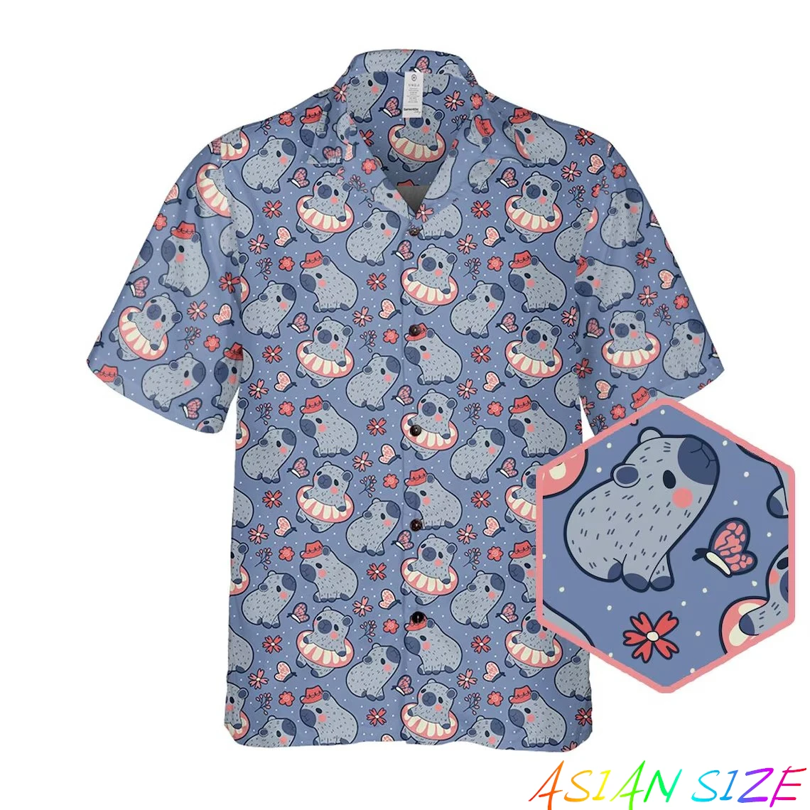 

Hawaiian Shirt Man Capybara Print Casual Funny Beach Fashion Cartoon Shirt New Summer Vacation Oversized Breath Blouses Clothes