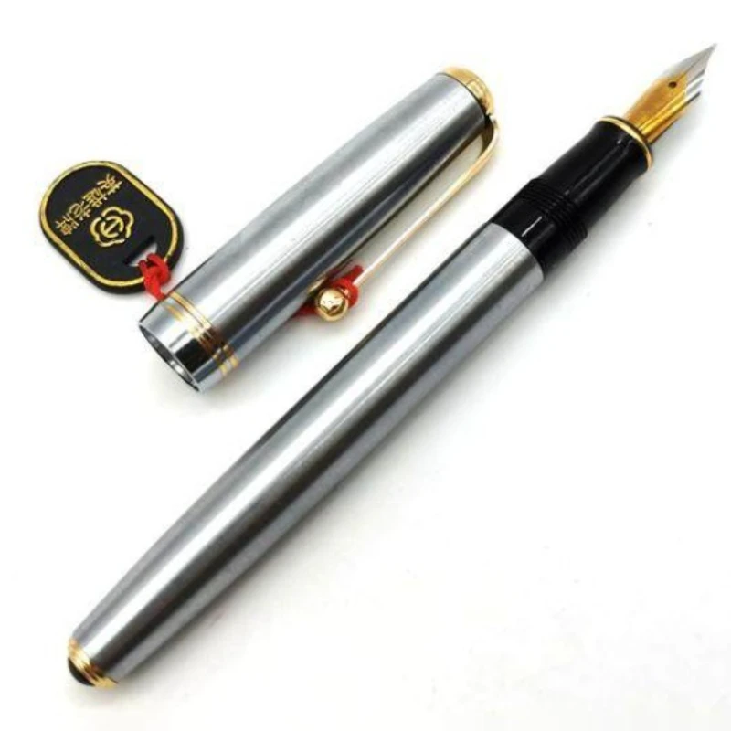 Hero 12K Gold Fountain Pen No.5 Tip Soft Elastic Smooth Spiral Pen Cap Stainless Steel Metal Rod Calligraphy Collection Ink Pens