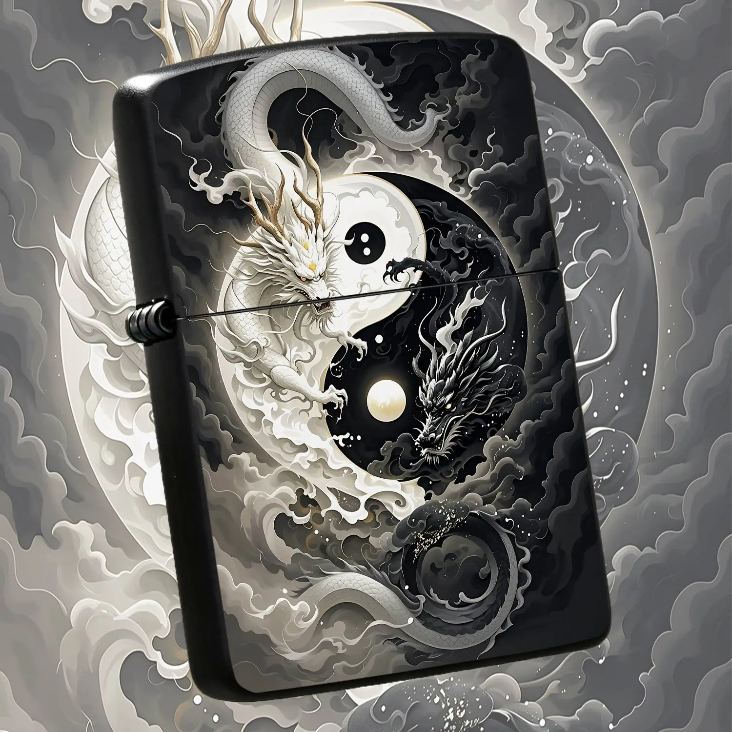Exquisitedual Dragon Themed Lighter, Elegant Tai Chi Dragon Art Pattern, Stylish Portable Daily Use Ignition Tool, Ideal For Outdoor, Home, Gifting, Unique Decorative Collectible Present For All Scenarios A Humorous And Interesting Lighter