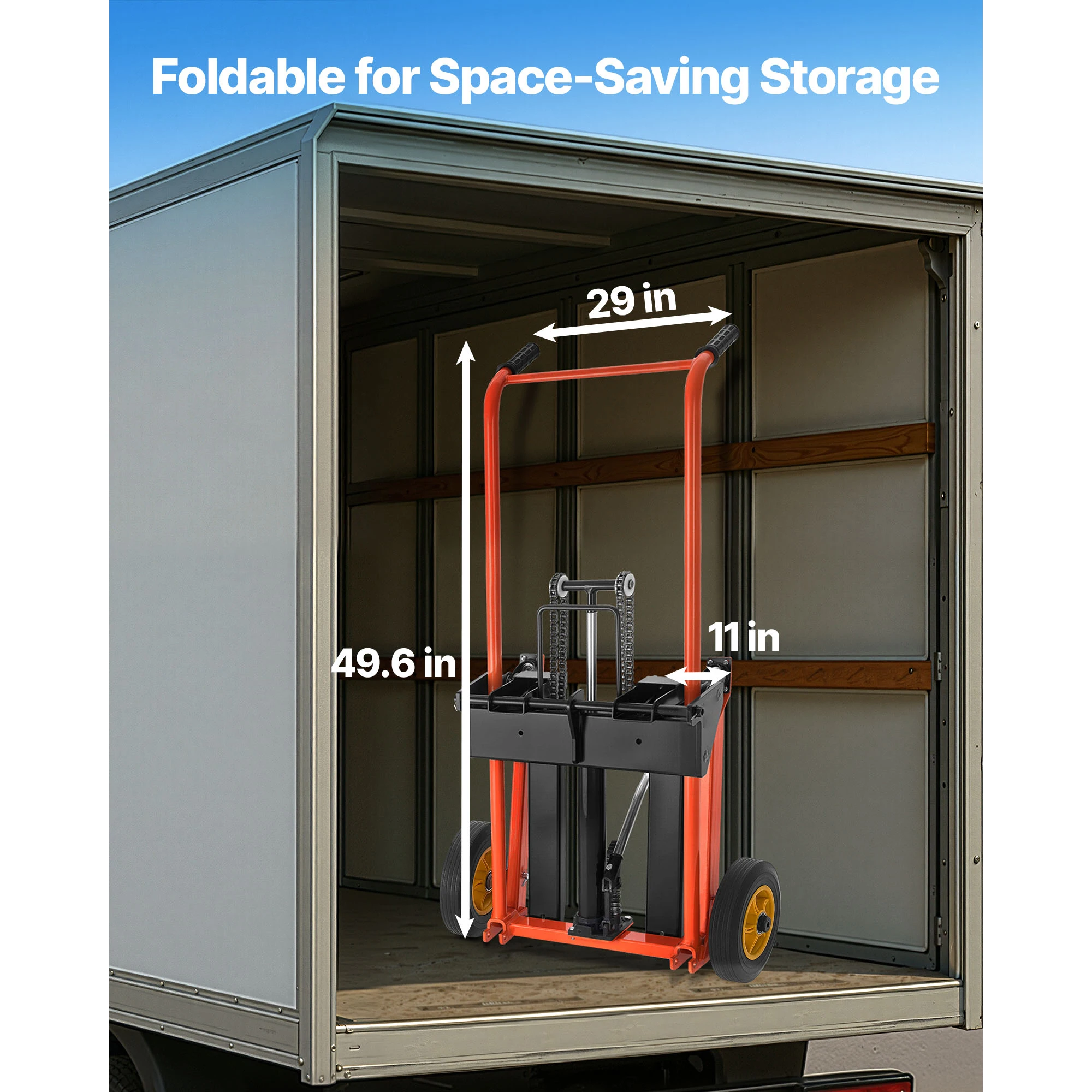 SucceBuy 450Lbs Hydraulisch Materiaal Lift Lier Stapelaar met Vork Lift Tafel 35in/40in Max Hefhoogte Pallet Truck Dolly