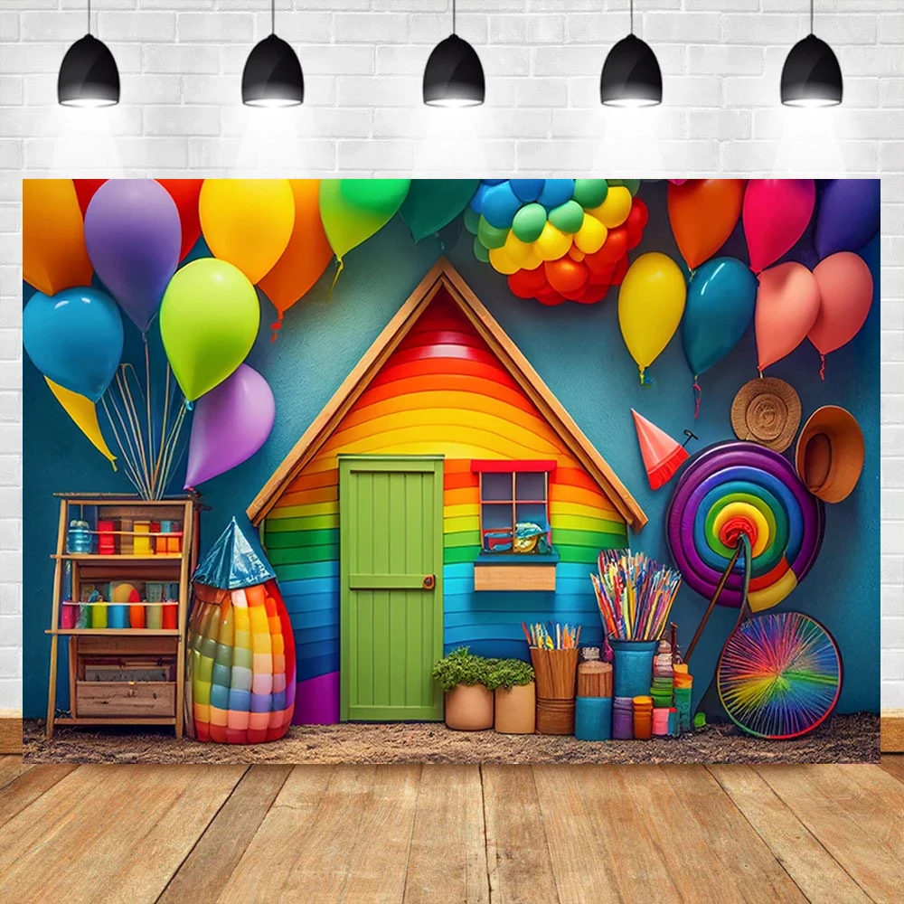 Colorful Balloon Carnival Background Customized Children's Birthday Party Decoration Family Photography Photo Studio Props