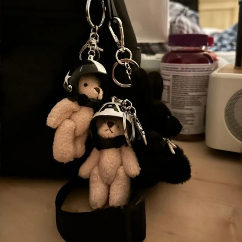 Cute Bear Keychain Plush Keyring Bag Charm Pendant Kawaii Plush Gift for Girl Women Bikers Enthusiasts Ornament Jewelry Present