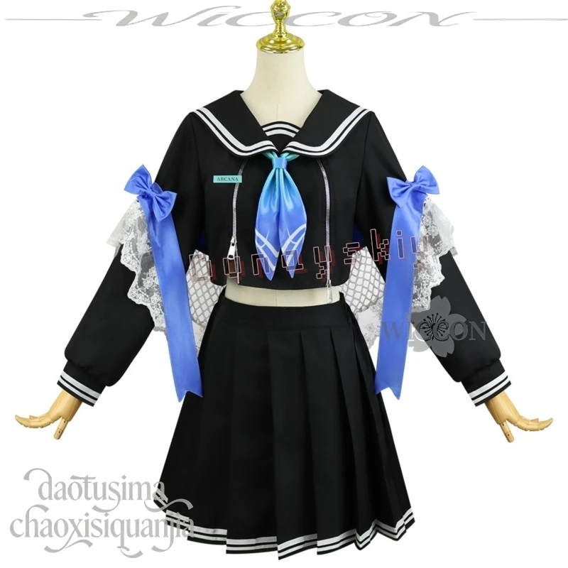 Arcana: Fortune Mate New Event Cropped Sailor Uniform With White Stripes Dress Wigs Game GODDESSS Anime VICTORYSS Cosplay Kawaii view 3
