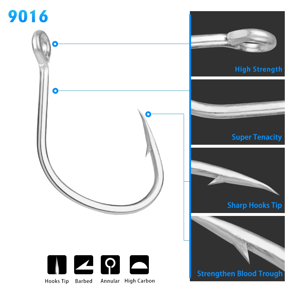 PROBEROS 50 Stück Angelhaken mit Widerhaken, hochwertig, für verschiedene Jigging-Techniken und Fischarten – Detail 5