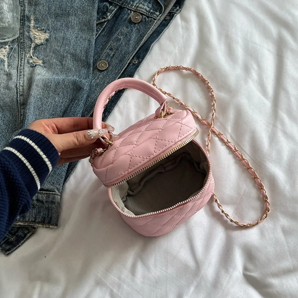 Мини-кожаная сумка-ведро со стеганой бриллиантами, клетчатый узор с золотой цепочкой, сумка через плечо, женская сумка через плечо