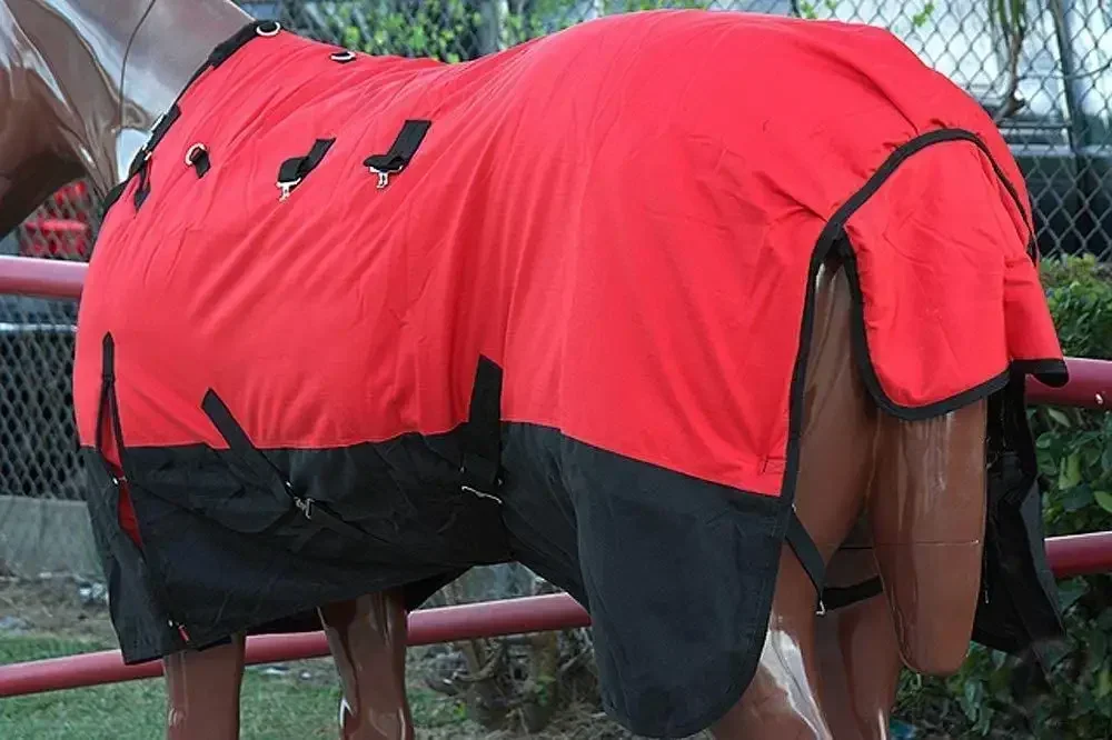 1200D Winter Waterproof Poly Horse Blanket Belly Wrap Red 600D Winter Turnout Horse Rugs Horse Equipment Supplies