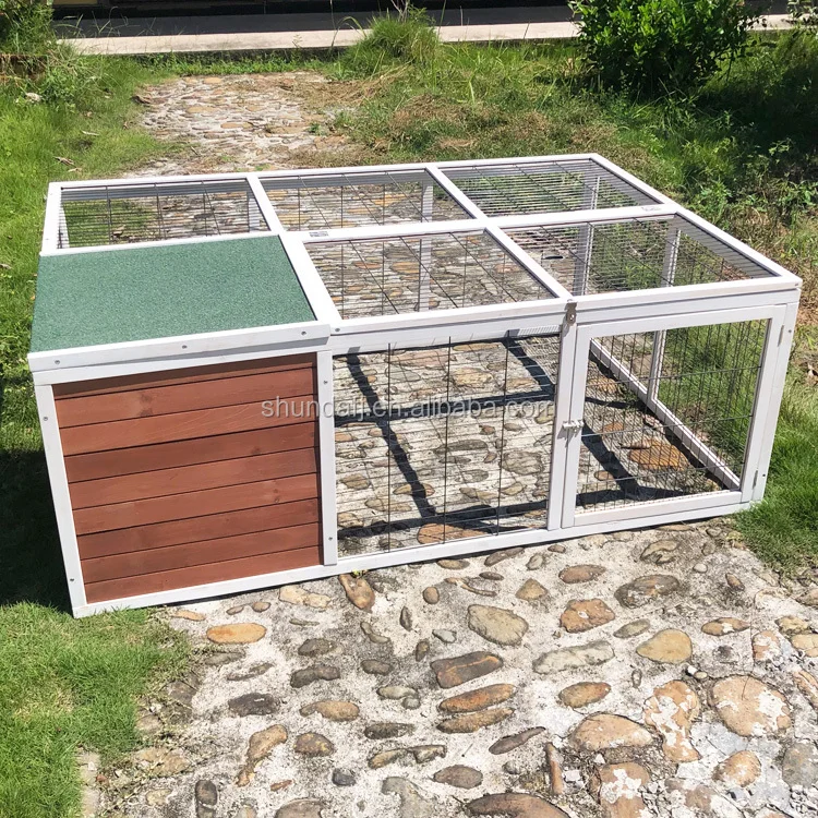 Custom SDR041-01 Luxury Modern Wooden Pet House Rabbit Hutch Cage For Small Animals Pet Cage Outdoor Use