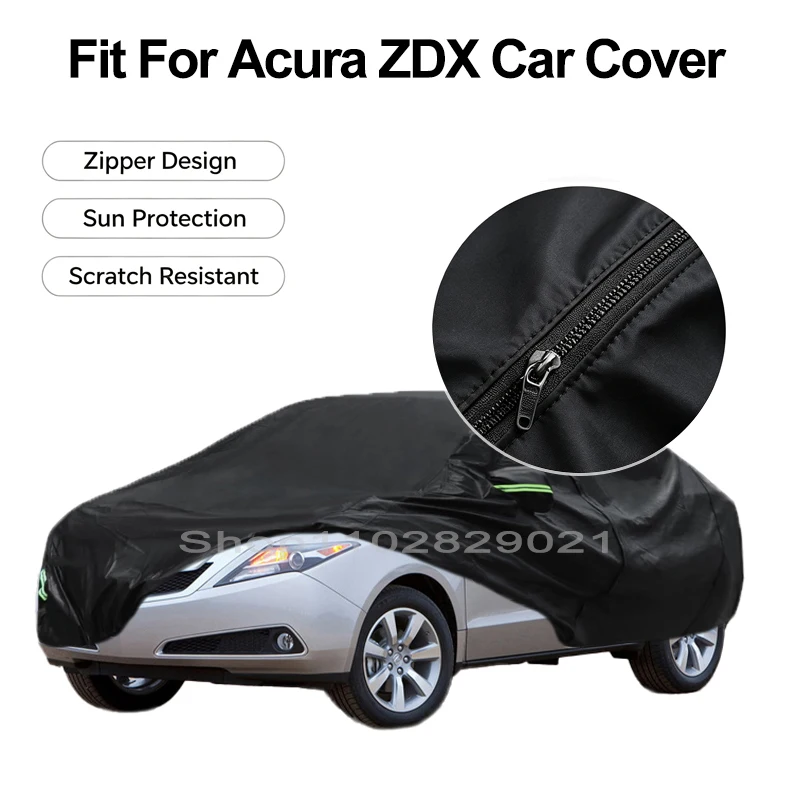 Zipper Door Waterproof Car Cover For Acura ZDX Windproof Dustproof UV Protection All Weather Auto Protector
