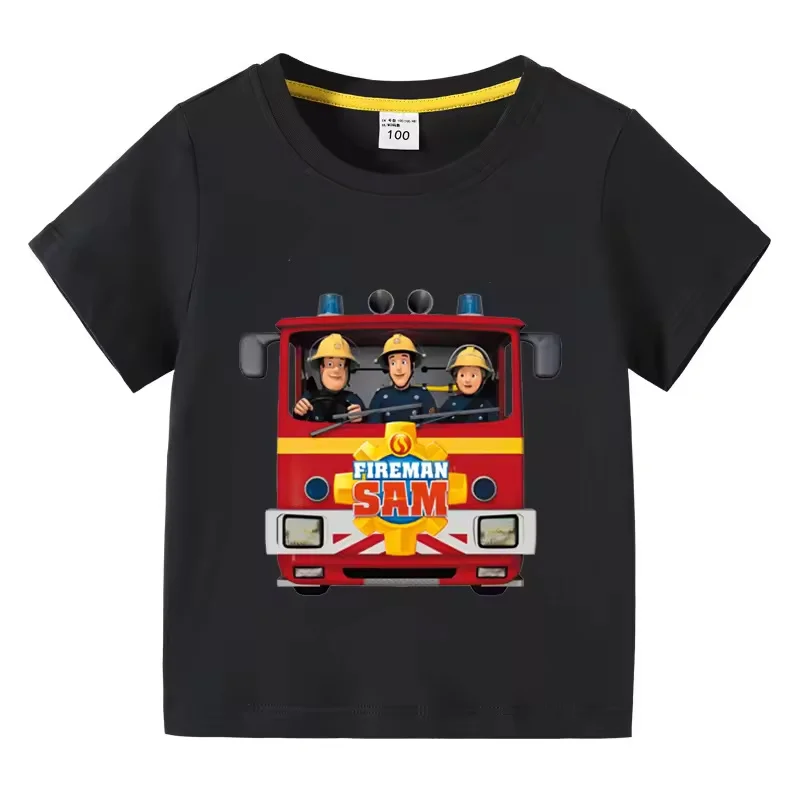 Lustiges T-Shirt mit Cartoon-Motiv von Feuerwehrmann Sam für Kinder, Sommer, 3 bis 10 Jahre, Oberteile für Mädchen und Jungen, tolles Freizeit-T-Shirt. – Detail 6