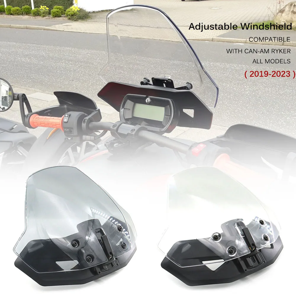 

For Can-Am Ryker 600 900 Sport Rally Edition 900 ACE 2019-2023 Motorcycle Adjustable Windscreen Windshield Wind Screen Shield