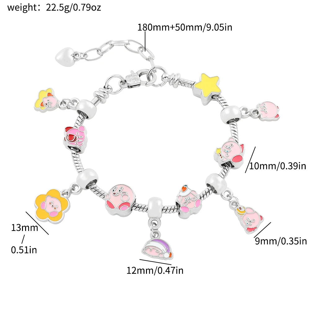 Game Figure Kirby Charms Bracelet Kawaii Kirby Pendant Snake Chain Bangle DIY Beads Bracelet for Women Hand Accessories