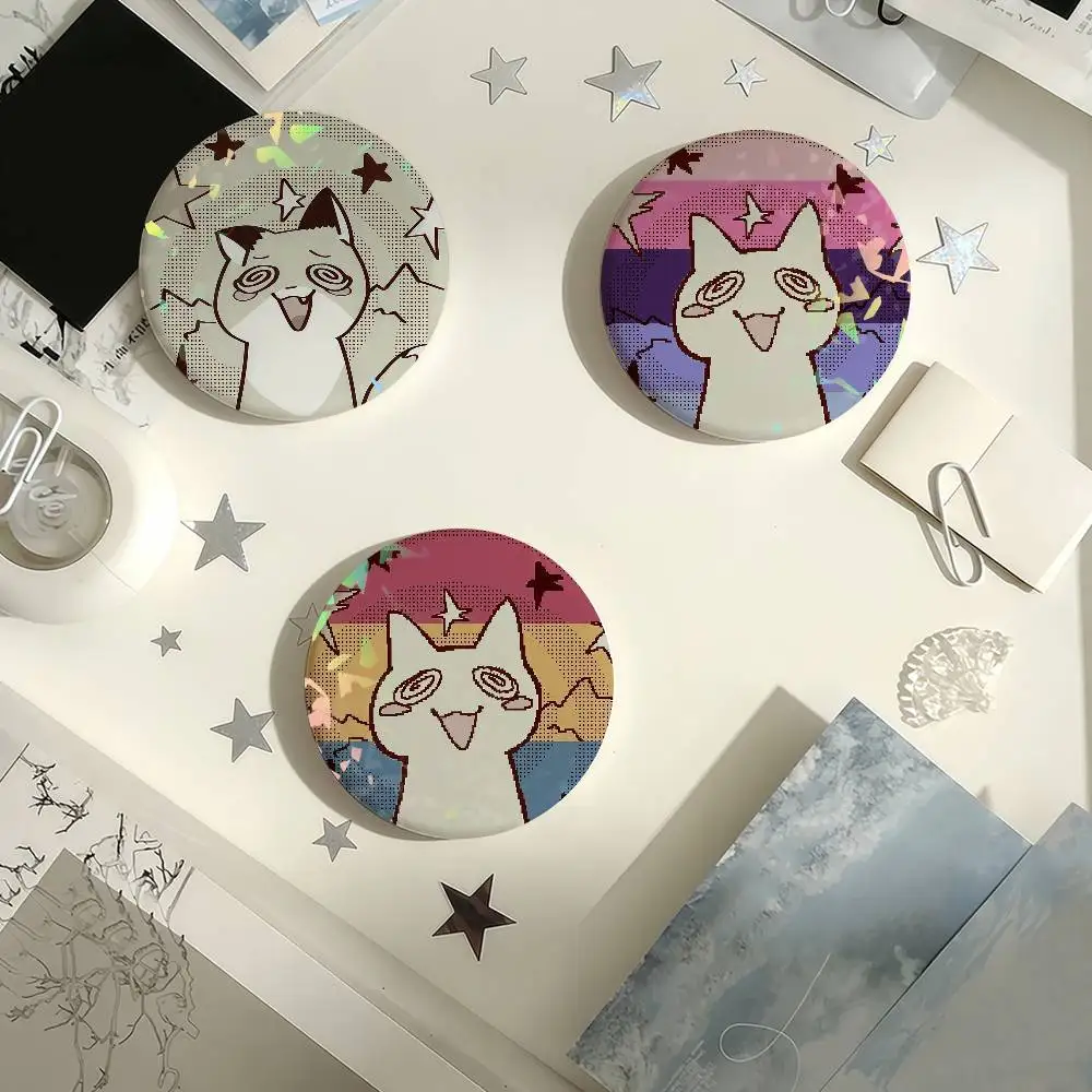 No attributes cat lgbt cat Cartoon star Laser Badge Pins Handmade Brooches for Backpack Gifts Bag Decor Fans Collect
