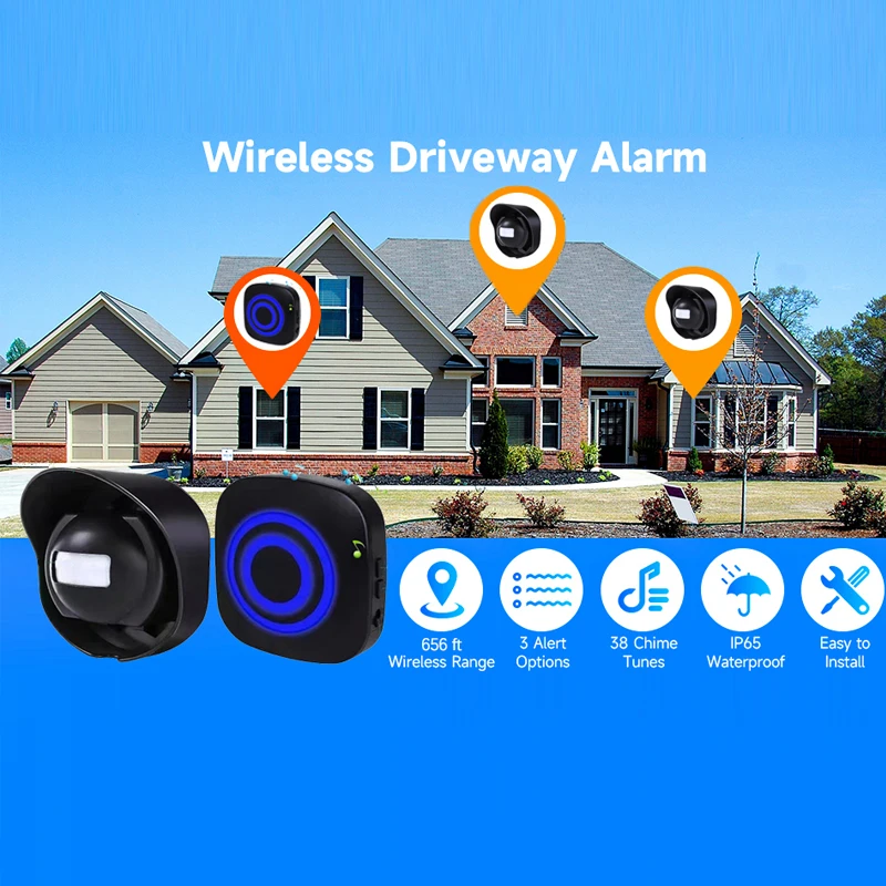 Campainha sem fio ao ar livre ip65 à prova dwireless água campainha da porta pir sensor de movimento detector infravermelho alarme indução loja bem vindo chime