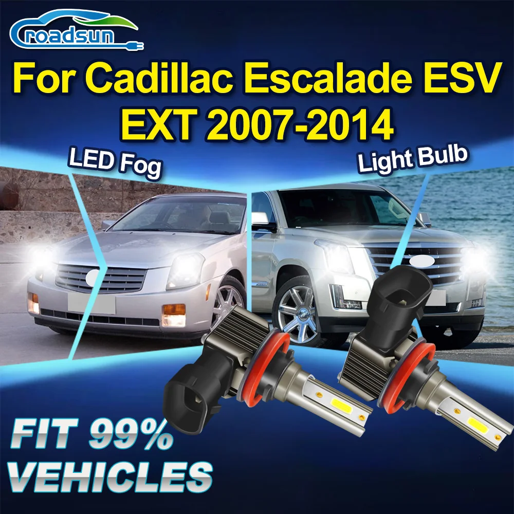 ROADSUN 2X Canbus Car LED Fog Light Bulbs Fog Lamp Ampoule For Cadillac Escalade ESV EXT 2007 2008 2009 2010 2011 2012 2013 2014