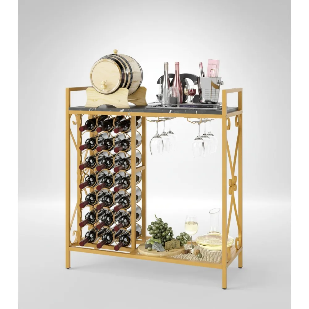 

Промышленная деревянная винная стойка, стол с местом для хранения 21 бутылок и 6 стеклянными держателями, отдельно стоящая напольная подставка для кухни, столовой