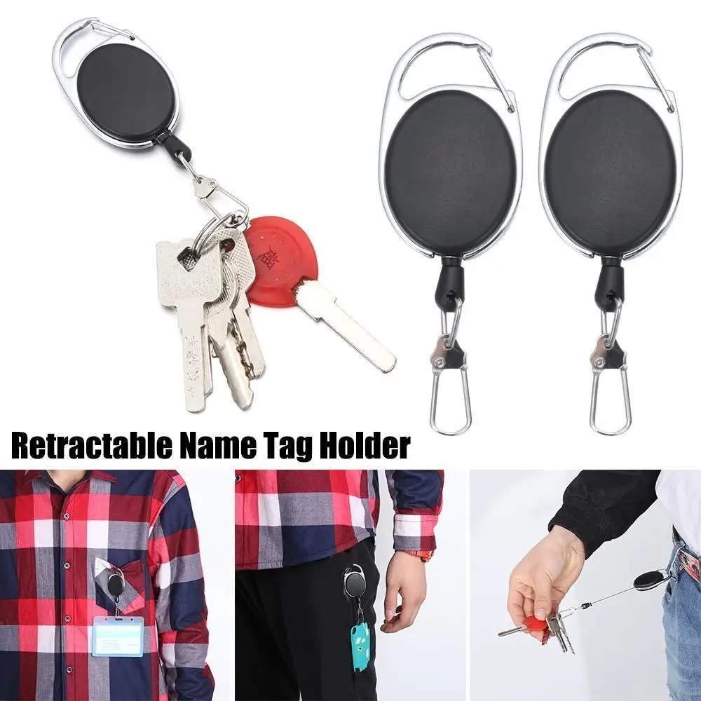 Anti-roubo Metal Keychain, Corda de fivela fácil de puxar, Chaveiro elástico, Chaveiro retrátil, Yoyo Ski Pass, Cartão de identificação, Sporty, 1PC