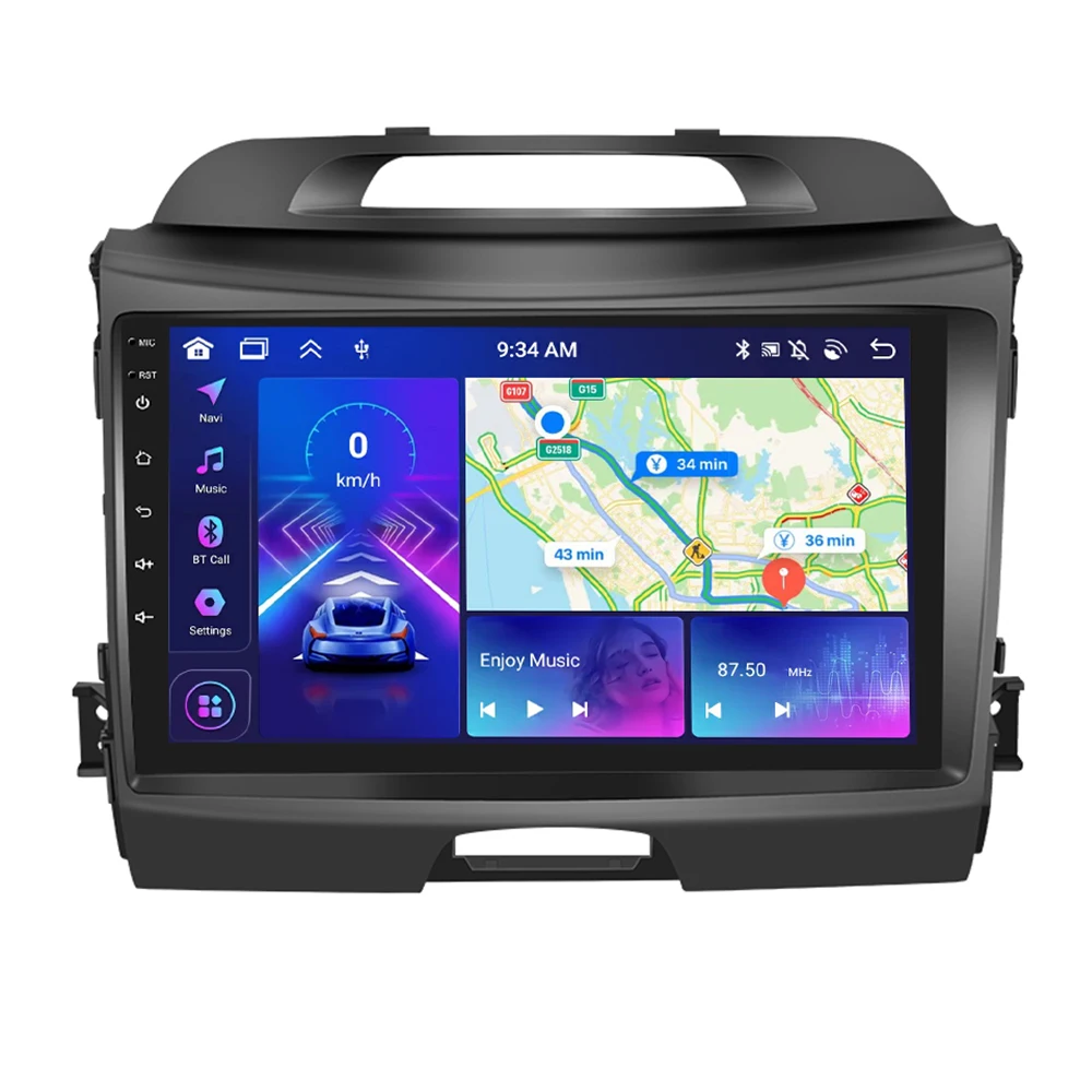 Podofo AI Voice 2-din Android autoradio met Carplay voor KIA Sportage 3 2010-2016, Android Auto radio navigatie GPS FM WIFI Bluetooth - afbeelding 2