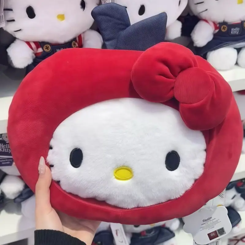 45Cm Sanrio Apple Hello Kitty Big Head Plush Hug Pillow Bed Decoration Accompanied By Toy Seat Back Cushion Girl's Birthday Gift