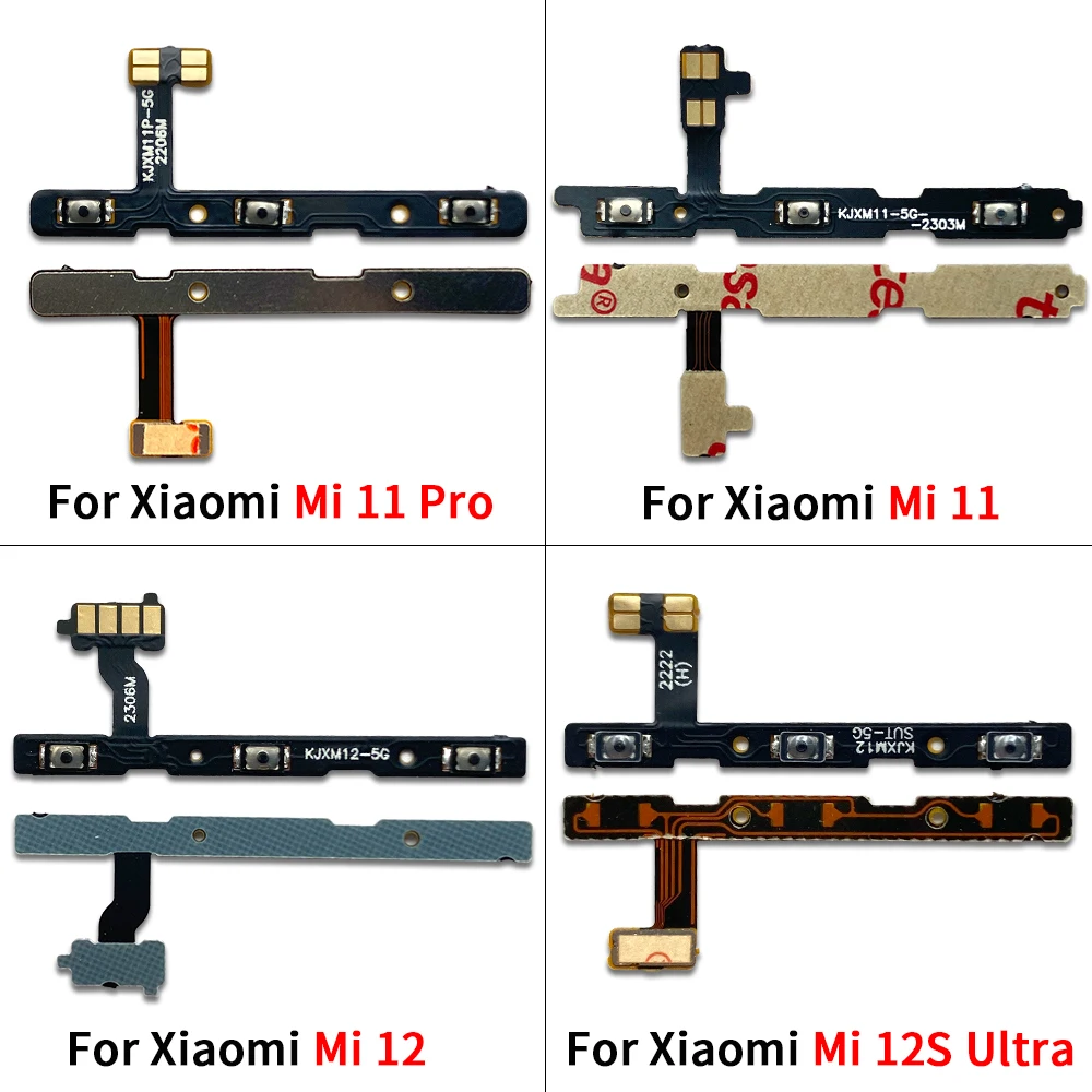 50Pcs，Power On Off Volume Side Button Key Flex Cable Replacement Parts For Xiaomi Mi 11 12 12S 13 Lite Pro 14 12s 11 Ultra 11i