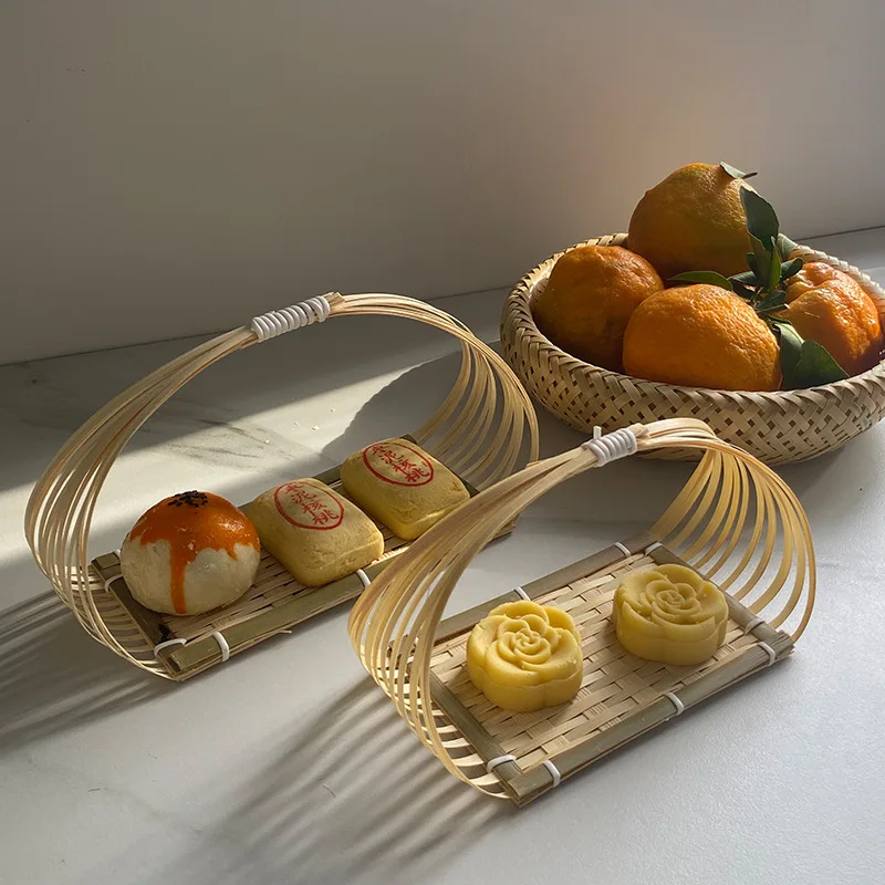 

Boil Dim sum in the oven, fruit tray, tea tray, dried fruit basket, manual bamboo basket, Chinese pastry storage basket