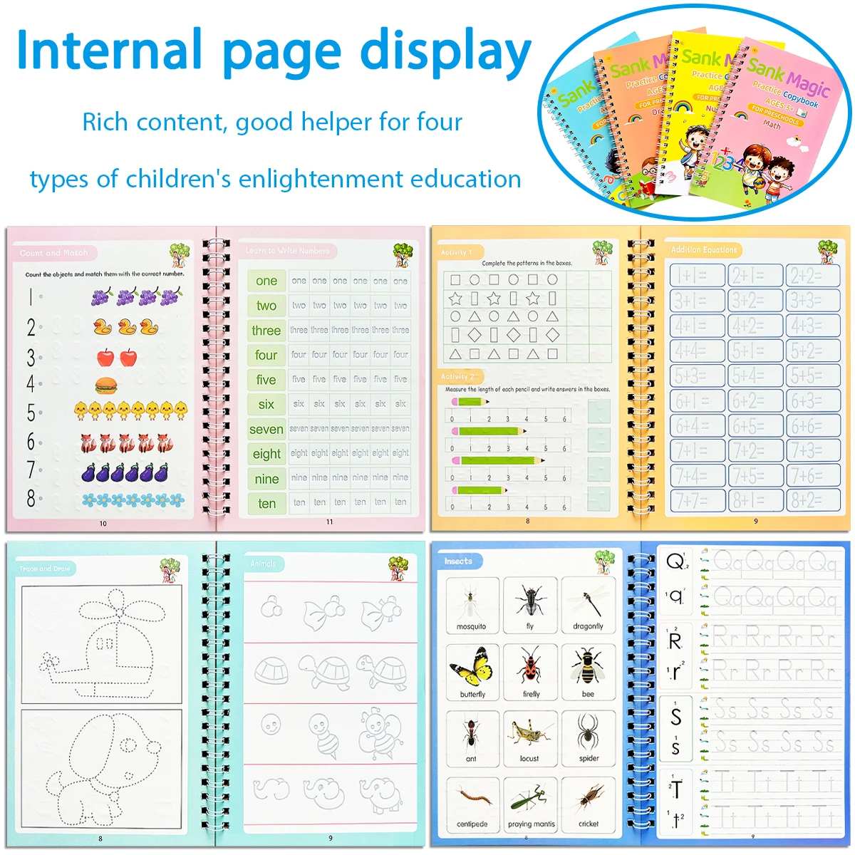 Youdaoplaceholder0 Magic Early Childhood Workbooks | 3 years and beyond covered Drawing/Numbers/Letters/Mathematics