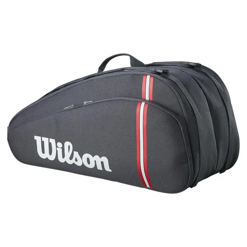 2025 Wilson Mochila de tênis 6PK 12PK Bolsa de raquete de tênis esportiva multifuncional de grande capacidade clássica preta com isolamento térmico