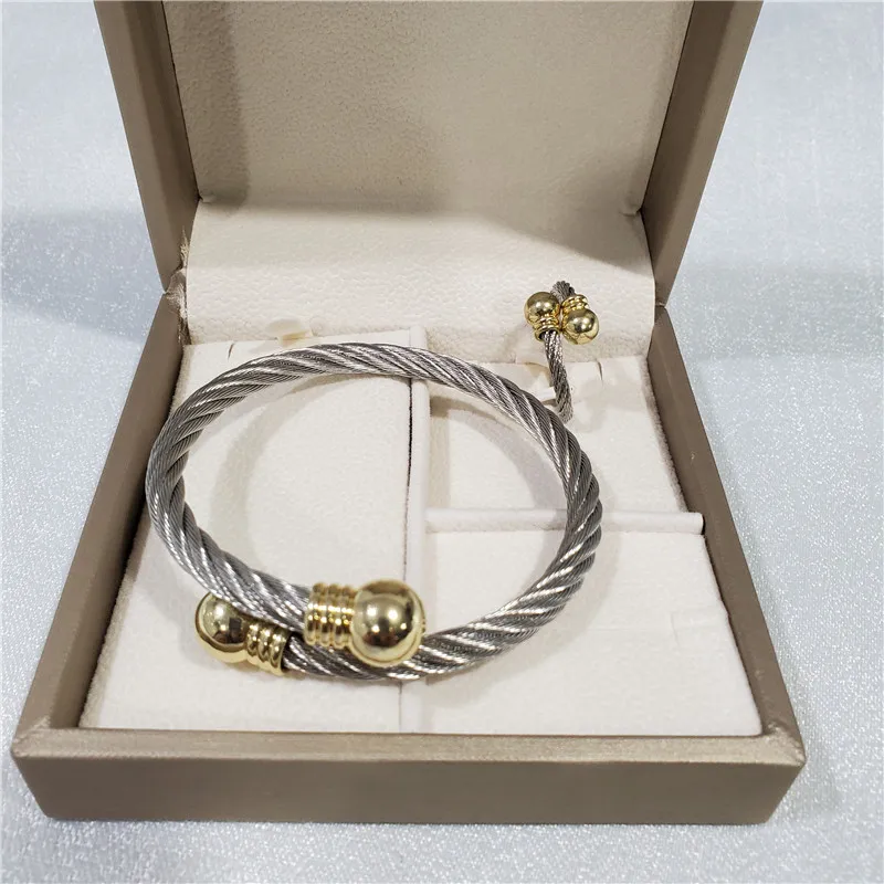 316L Stainless Steel Cable Simple Opening Female Ring Bracelet Wedding Jewelry Set  Conjuntos Feminino Bijoux Enfant Pour Fille