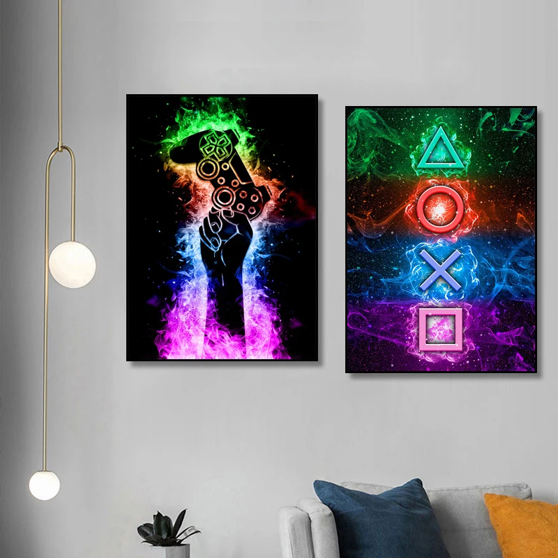 Punk Style Gaming Room Gamepad Canvas Paintings Posters and Prints Wall Art Pictures Gamer for Boys Children Room Decor Gift