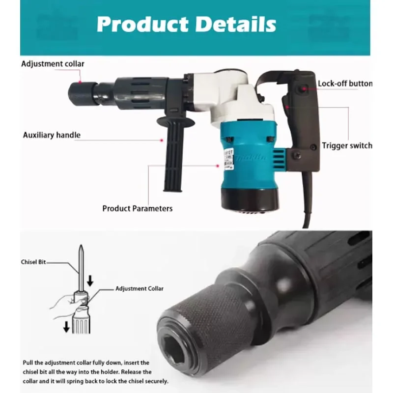 Heavy Impact Demolition Electric Pick Multifunctional Handheld Hammer for Wall Breaking Water and Electricity Installation