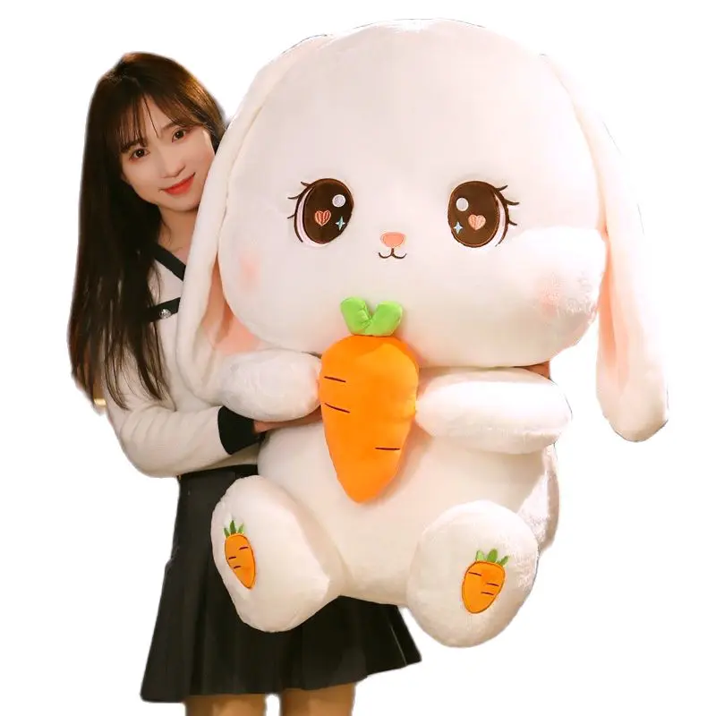 80cm Big Size Kawaii Carrot Rabbit Plush Toy Stuffed Animal Bunny Soft Doll Pillow Kids Toys Birthday Christmas Gift for Girl