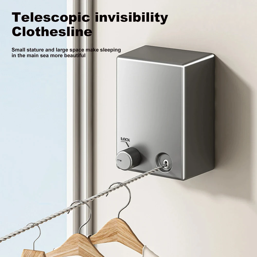 

Retractable Clothesline Indoor And Outdoor Clothes Wall Hanger Drying Rack Balcony Bathroom Invisible Clothesline Wire Rope