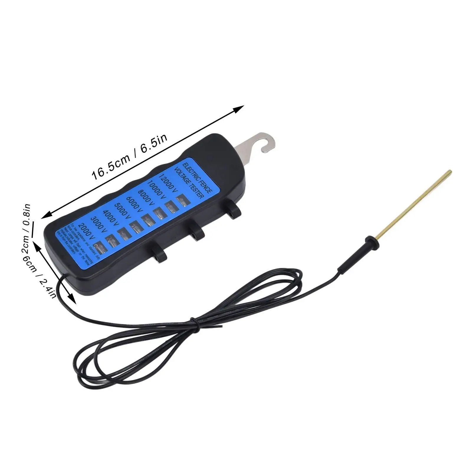 12KV Waterproof Neon Fence Voltage Tester 2000-12000V with 8 Indicator Lights for Farm Use HT