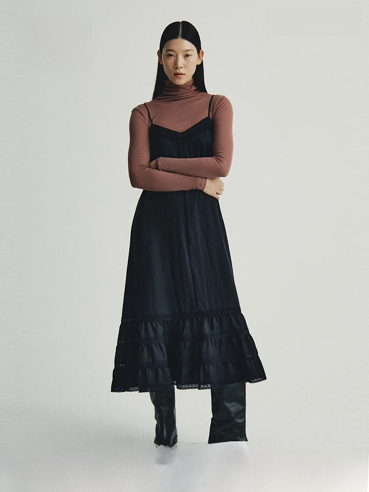 

H & M весеннее женское кружевное платье с бретельками, повседневное тканевое платье без рукавов, свободная посадка, повседневная одежда