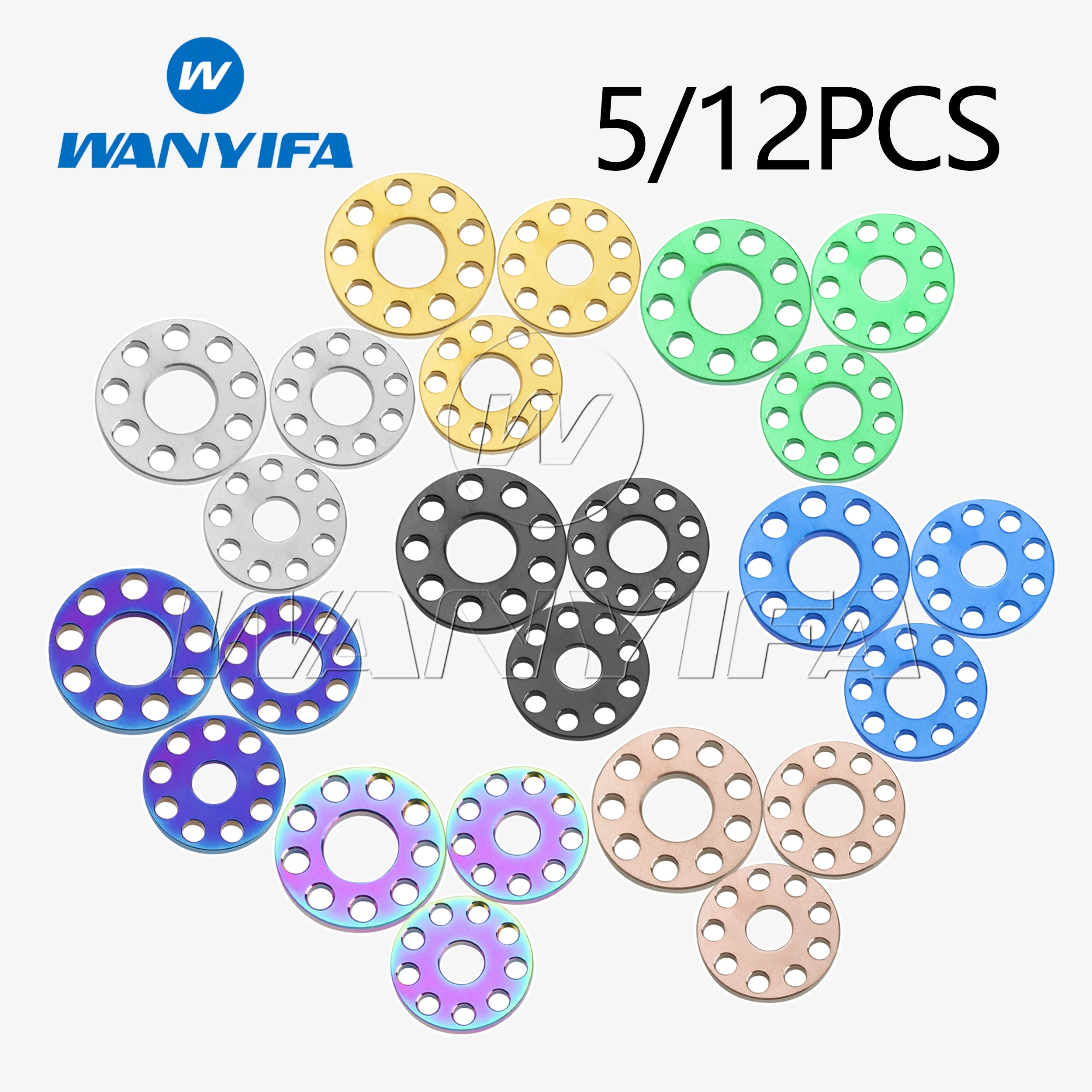 

Титановые шайбы Wanyifa с девятью отверстиями, плоские прокладки для декоративных винтов мотоциклов, пять цветов, M6 M8 M10, черные, бронзовые, 5/12 шт.