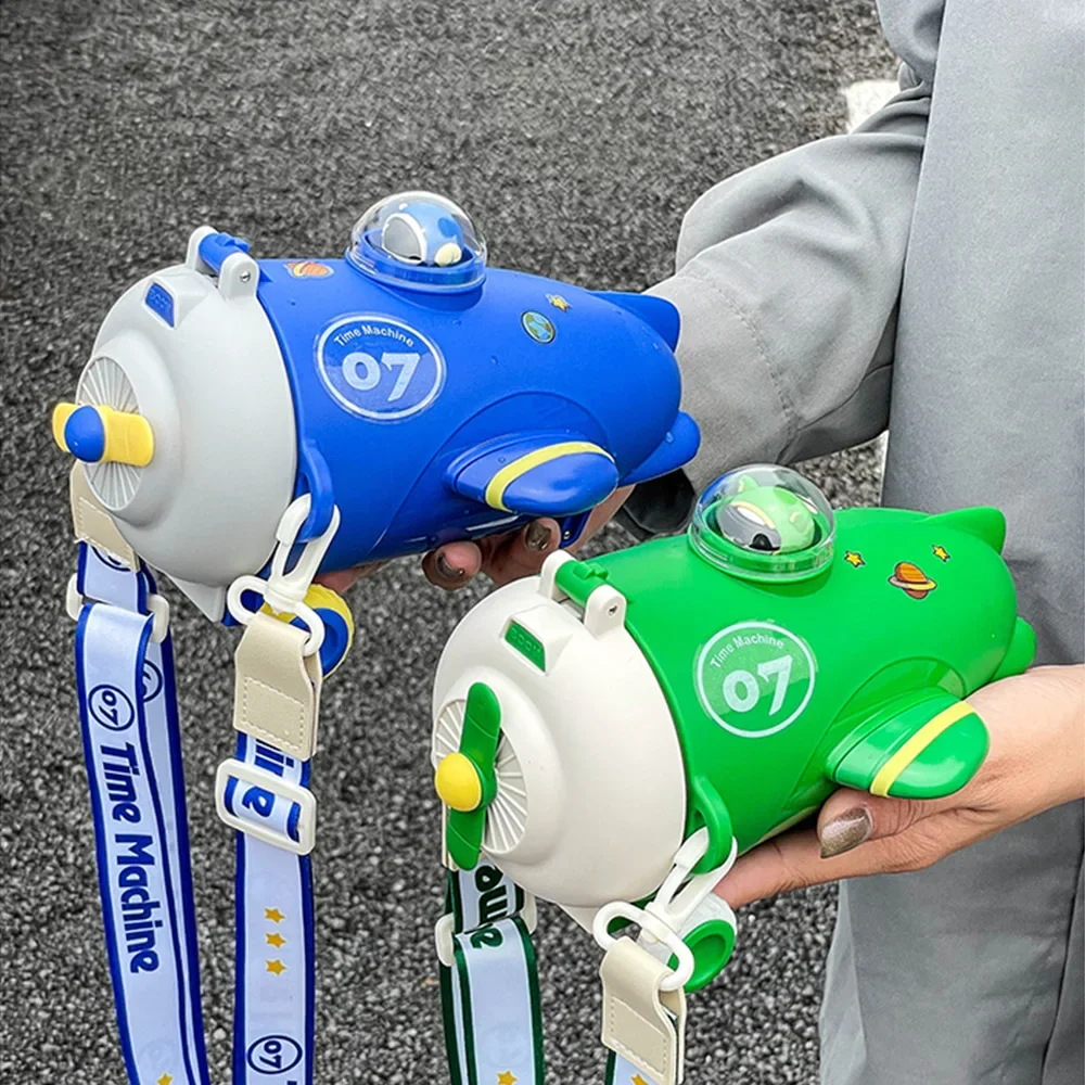 Cute Kids Airplane Tritan Water Bottle For School Kindergarten Boys Girl Creative Toy Straw Cup Portable Drop Proof Water Bottle