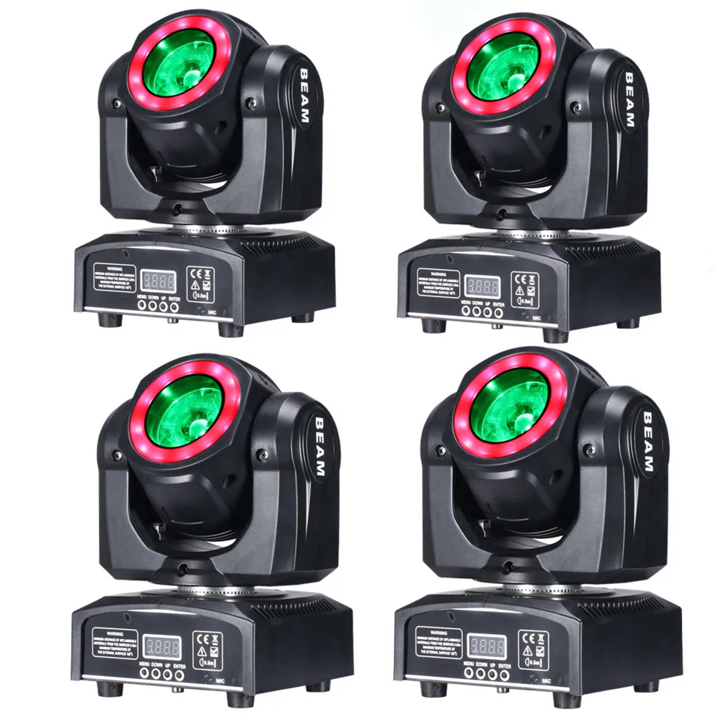 DJ Lighting Mini Moving Head  65W LED Beam with Halo Ring for DJ Club Xmas Wedding Disco Party Lights