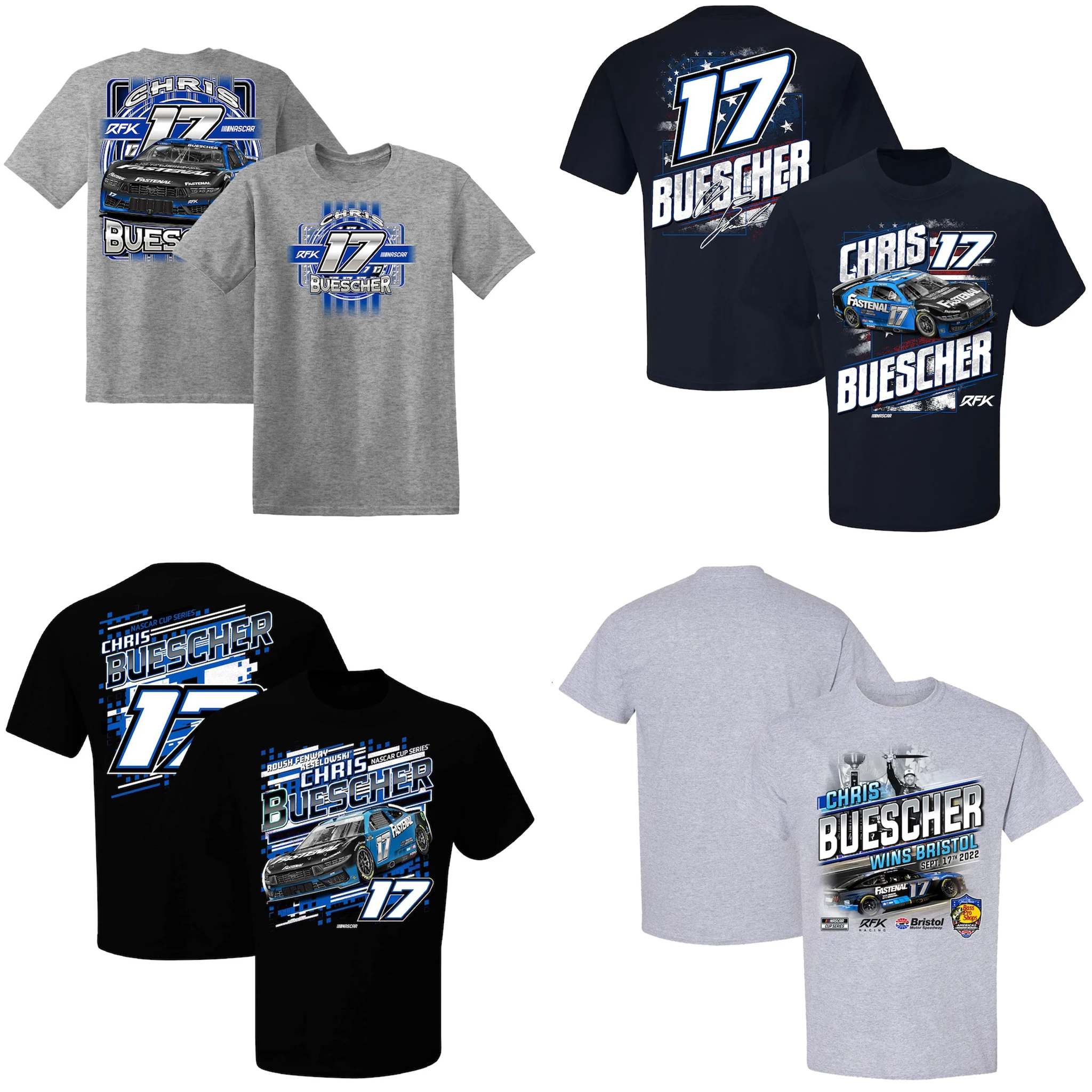 

Chris Buescher 17 Motor Sports Racing Men's Athletic Lightweight Cotton Classic Short Sleeve Crewneck T-Shirt Tee Shirt