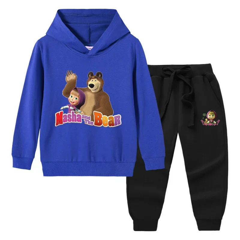 أطقم سراويل بغطاء للرأس للأطفال من Mashas and Bear أنيمي كوسبلاي للأولاد والبنات بلوزات قطنية للأطفال بلوفرات كاواي هدايا علوية