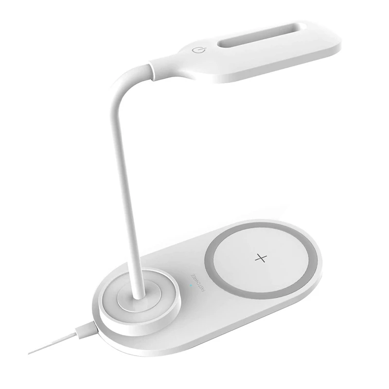 

Dimmable LED Desk Lamp With Wireless Charger, Wireless Charging Desk Light Flexible Rotation Press Control Night Light