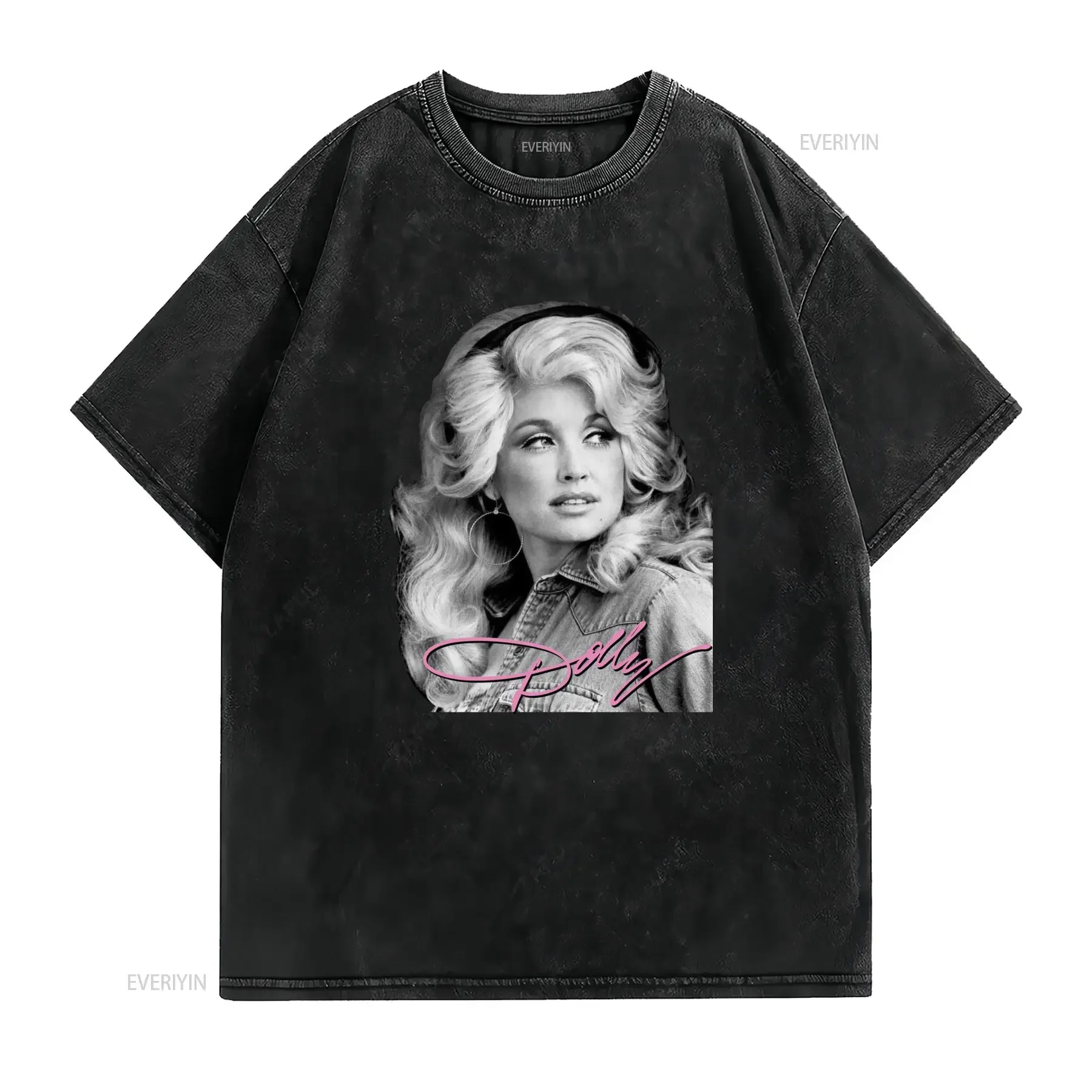 T Shirt in a Vintage Style Featuring Dolly Parton vintage Washed Breathable graphic Stylish Slightly Casual Soft fashion