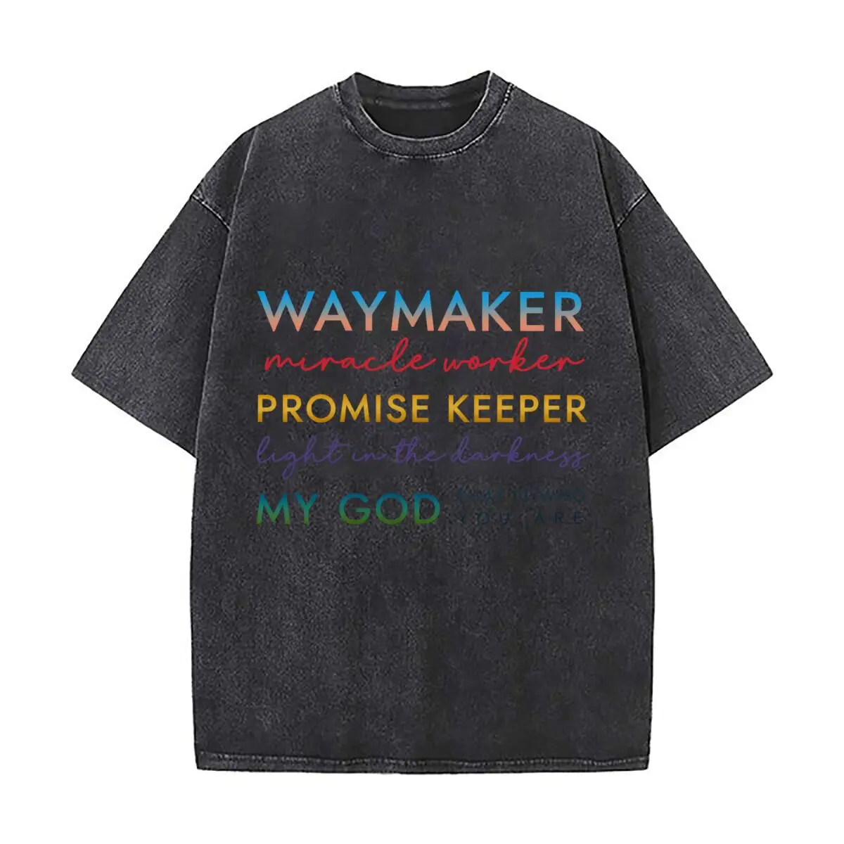 Waymaker Miracle Worker Promise Keeper Light In The Darkness My God 2026 Washed Vintage Short Sleeve Loose Streetwear Tee