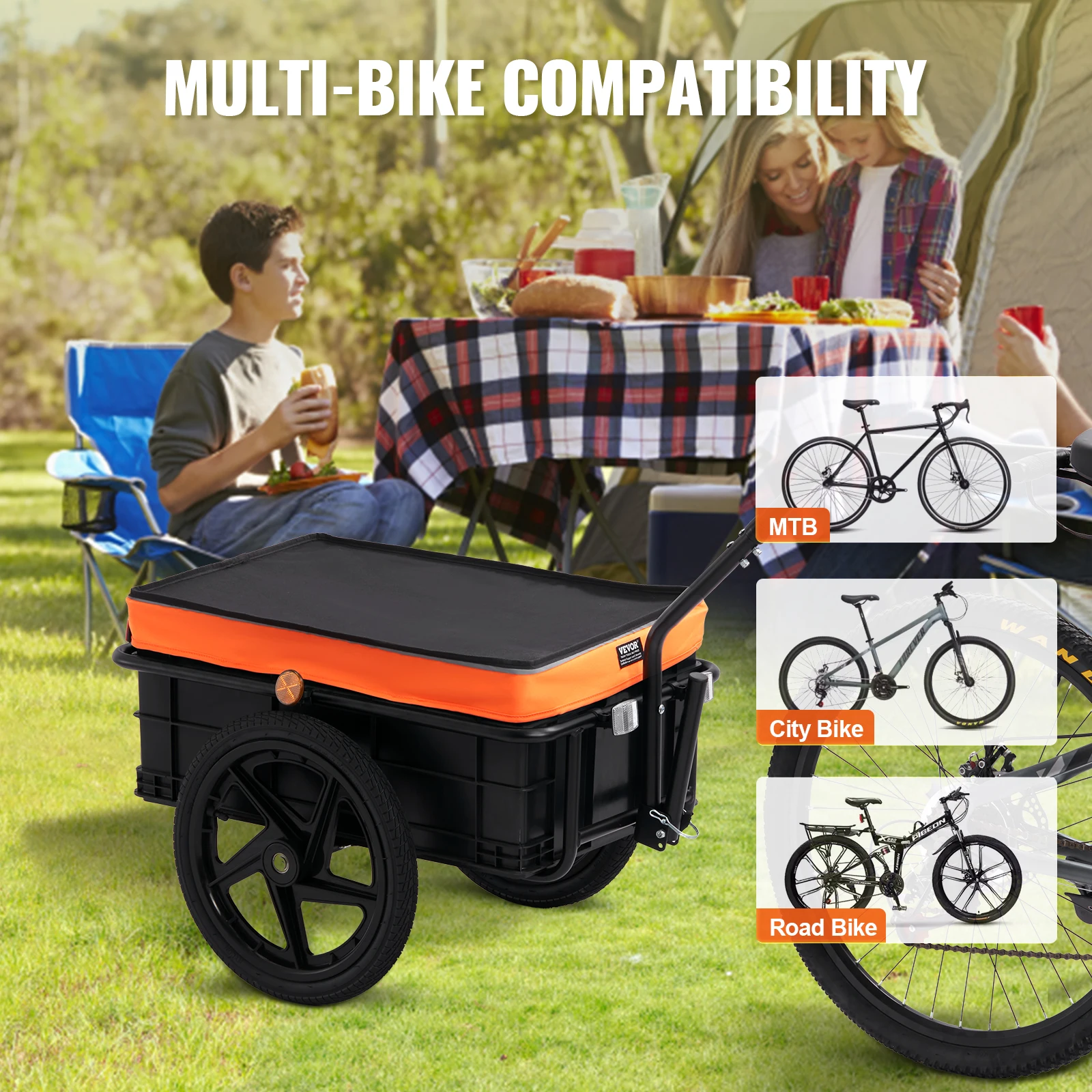 VEVOR 88 lbs Bike Cargo Trailer Bicycle Wagon Cart Foldable Storage with 16