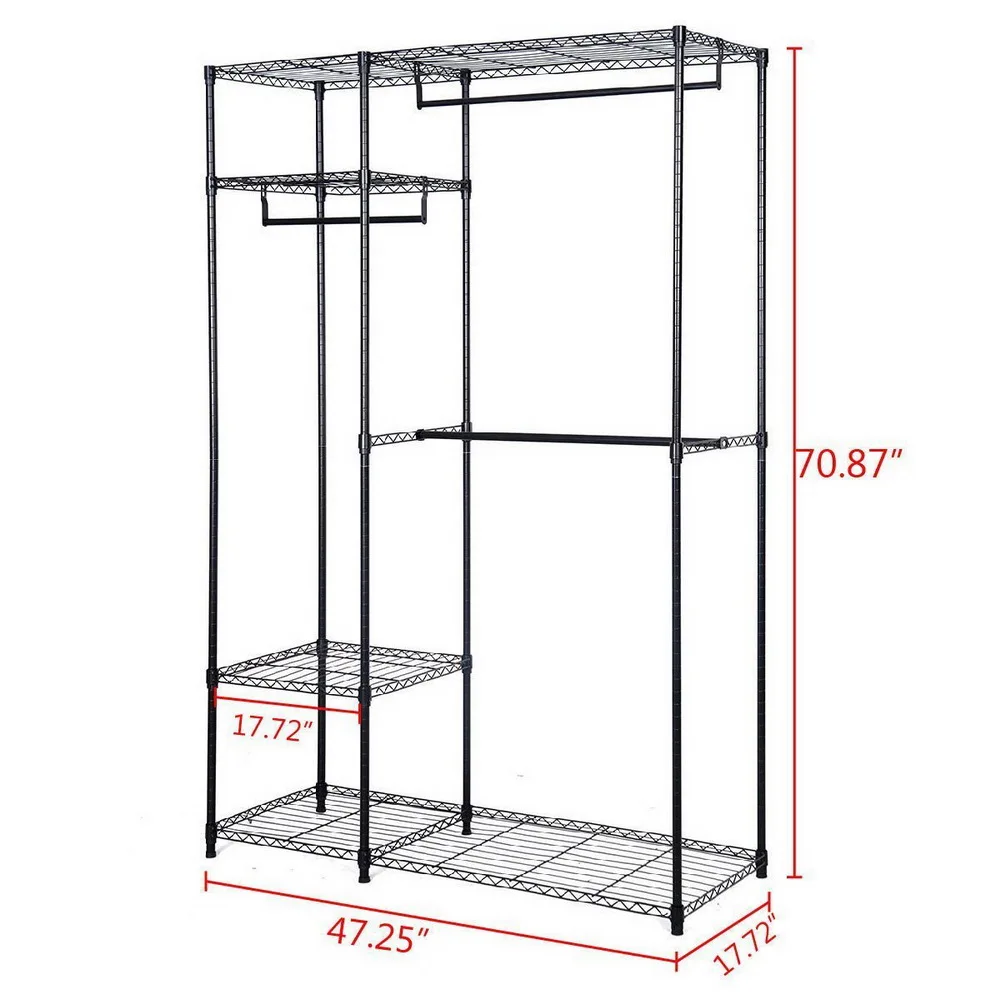 

4 Tiers Clothing Storage Rack Black