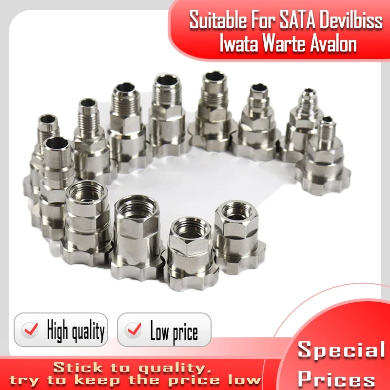Stainless Steel Spray Gun Adapter Connector, Compatible with SATA, Devilbiss, Iwata, Warte, Avalon Paint Sprayers, Auto Painting