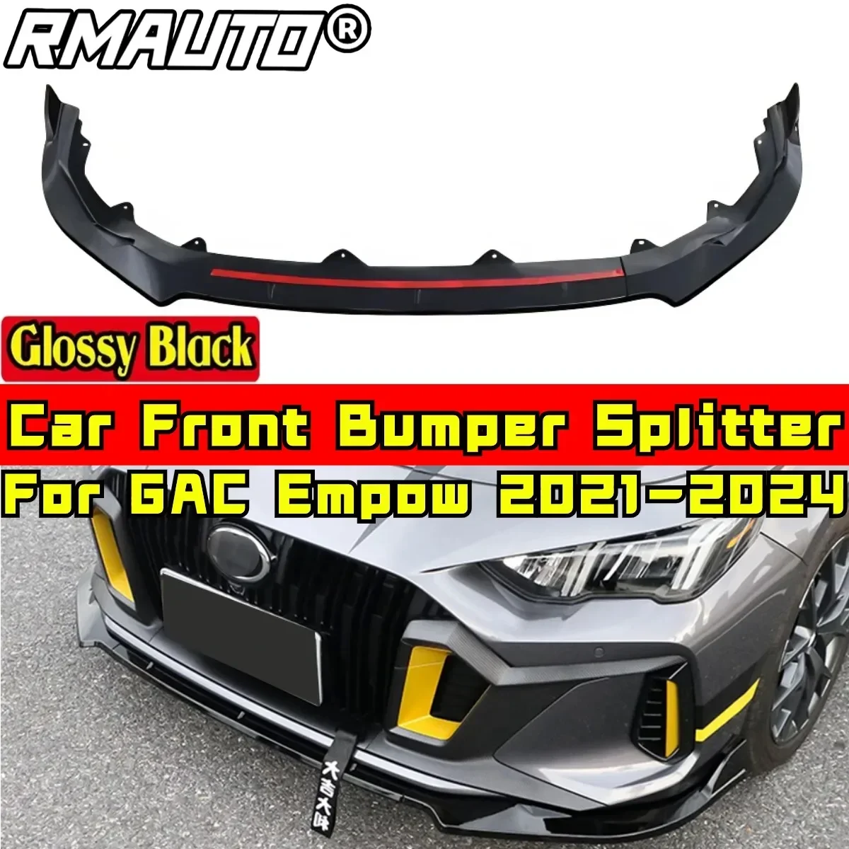 For GAC Empow 2021-2024 Body Kit Front Bumper Spoiler Glossy Black Sport Style Front Bumper Diffuser Car Accessories