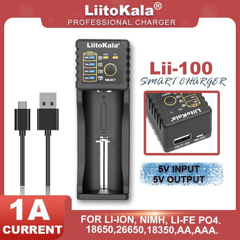 Liitokala Lii-100 Lii-202 Lii-402 1.2V 3.2V 3.7V 18650 26650 21700 16340 17500 AA AAA NiMH Rechargeable Lithium-Battery Charger