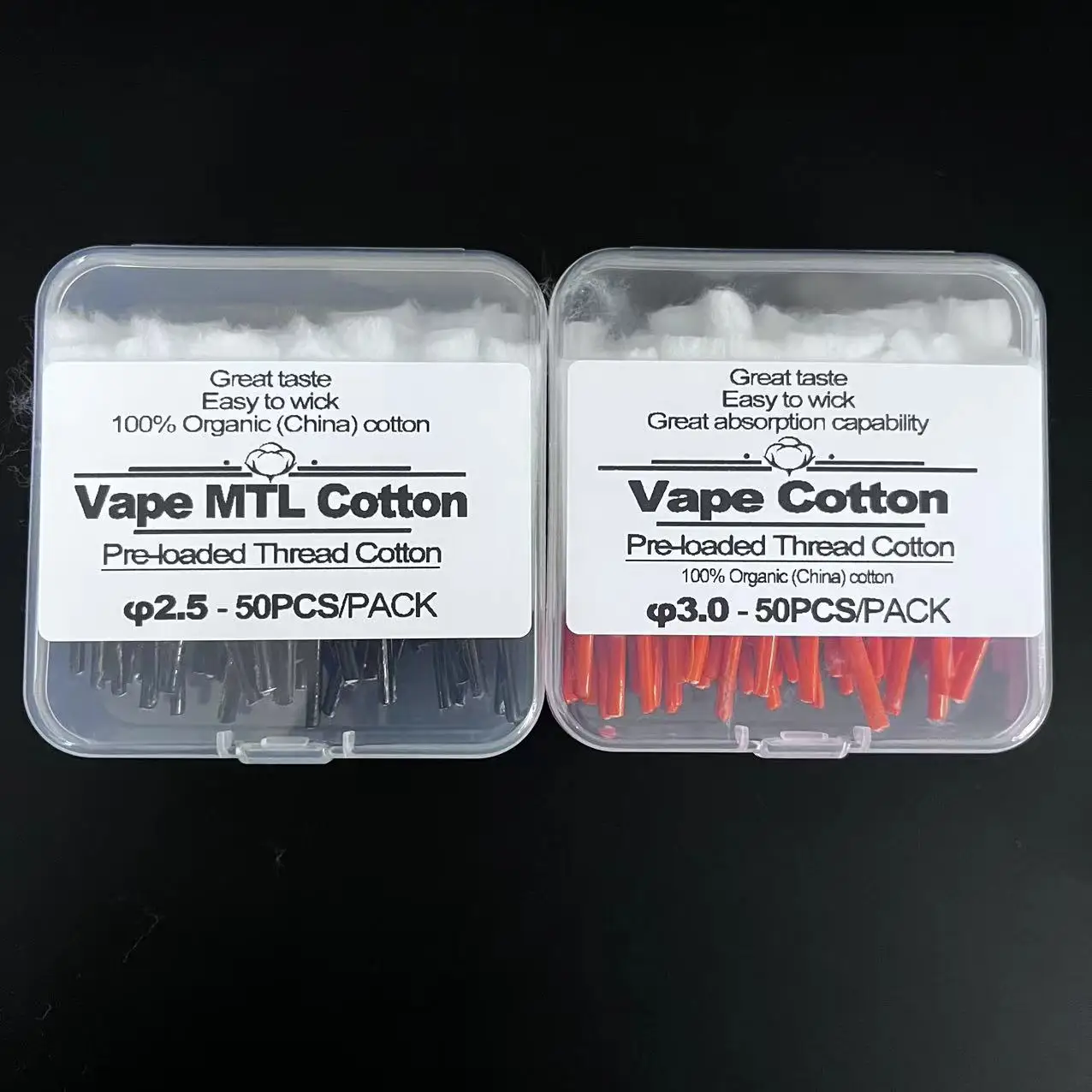 200pcs/100/50pcs D2.5/3.0mm Single Thread Cotton High Quality Original Zeus X Kylin Mini V2 Dead Rabbit V3 Organic Bacon Prime